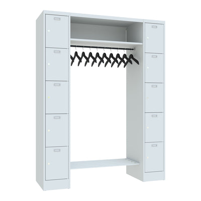 STIER Offene Garderobe Premium mit 10 Schließfächern Zylinderschloss lichtgrau