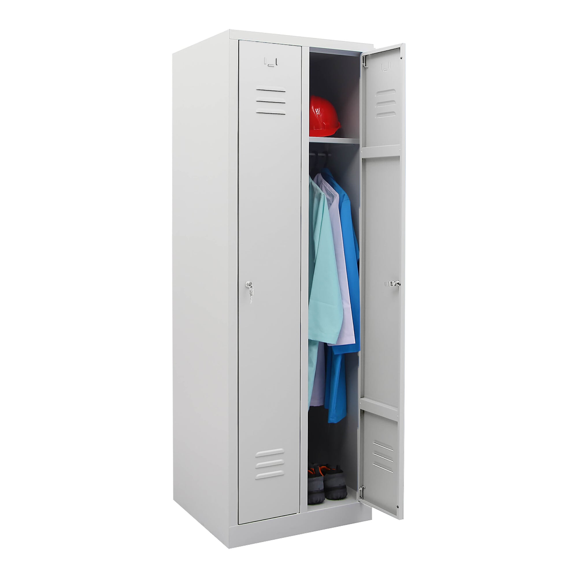 STIER wardrobe locker 2 compartments 1800x590x500mm light grey lockable 1