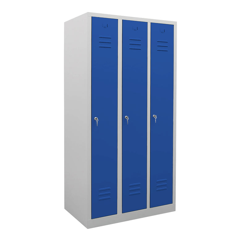 STIER wardrobe locker 3 compartments dimensions 1800 x 870 x 500 mm gentian blue lockable