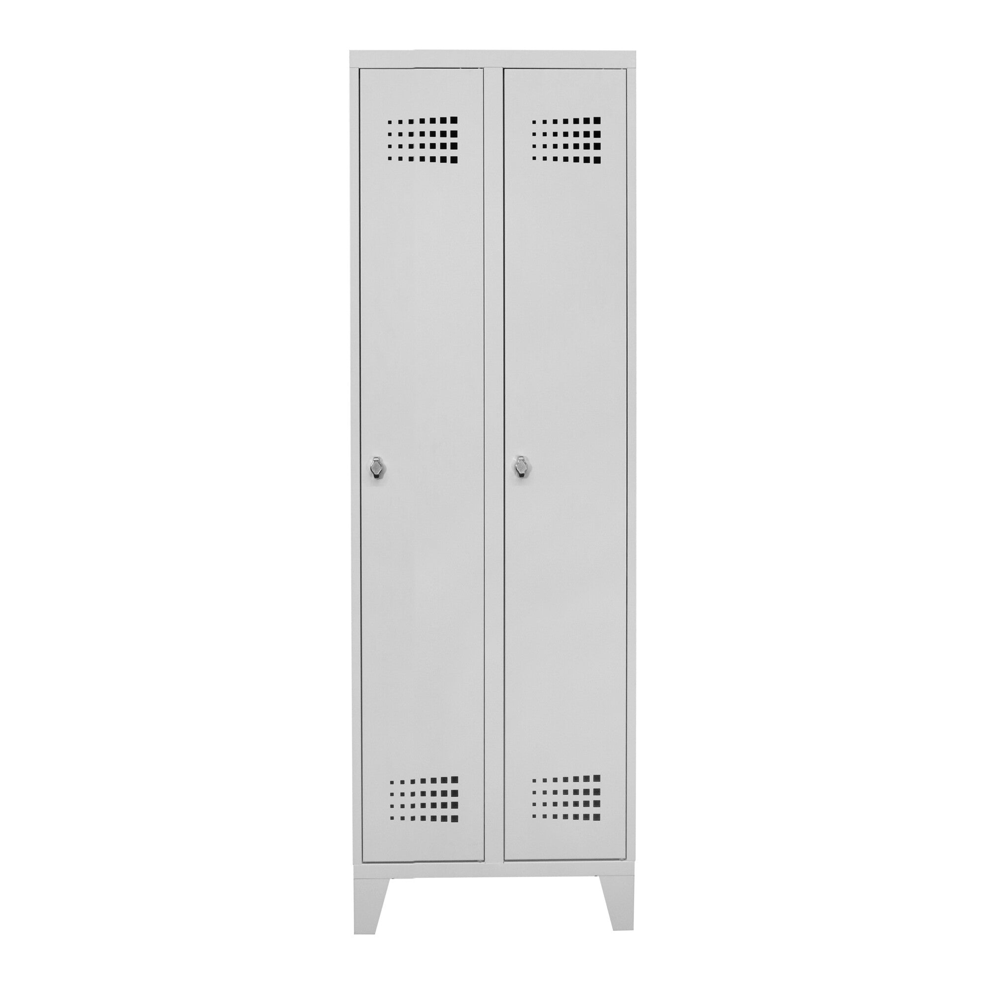 STIER Premium wardrobe locker with feet, 2 compartments, light grey