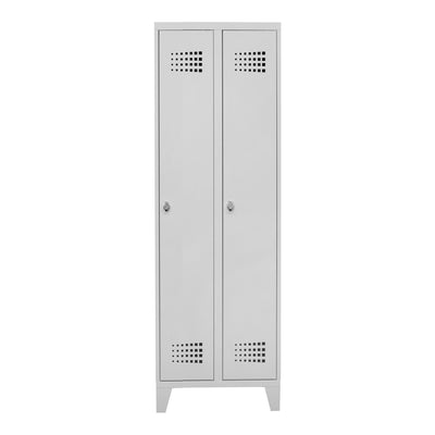 STIER Premium wardrobe locker with feet, 2 compartments, light grey