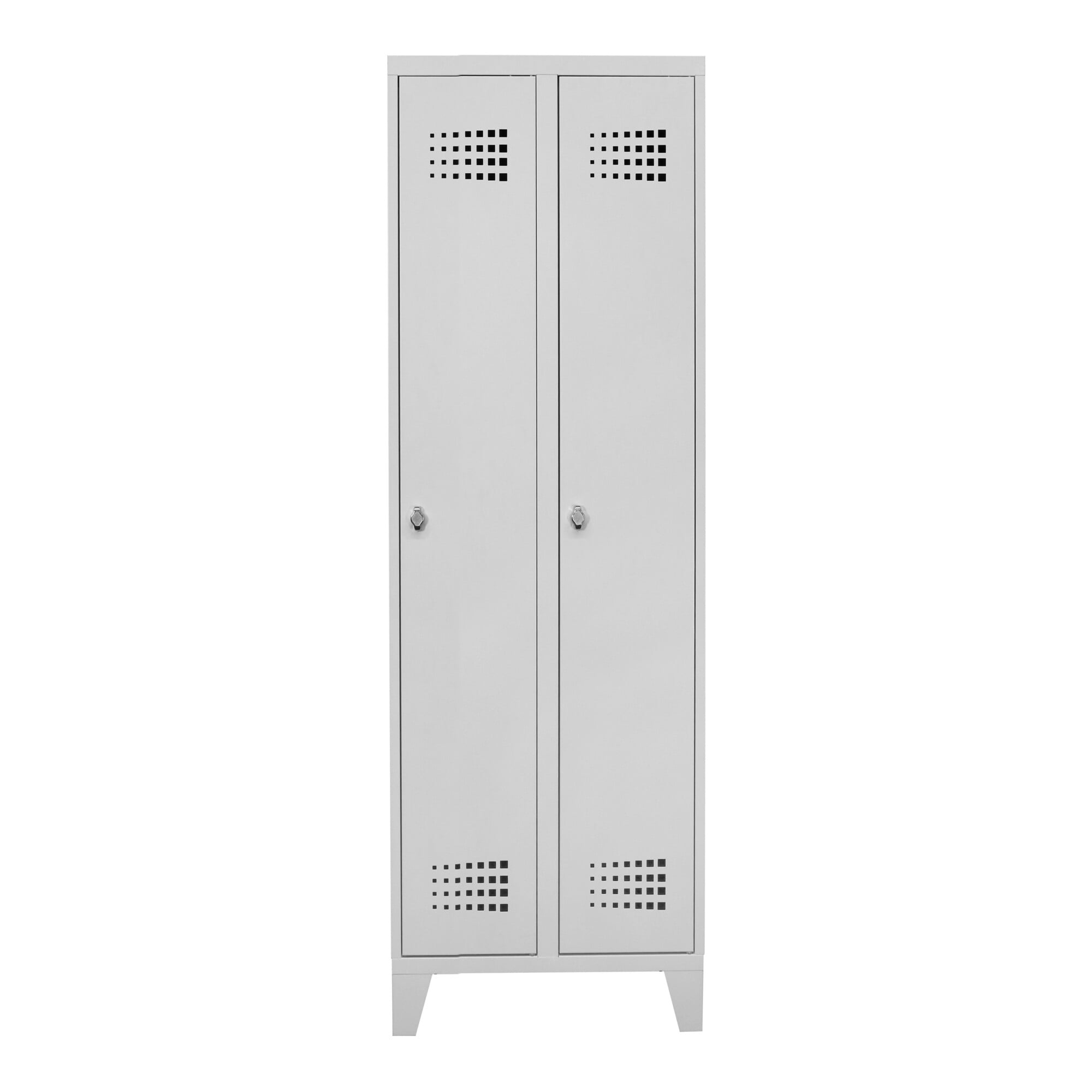 STIER Premium wardrobe locker with feet, 2 compartments, light grey