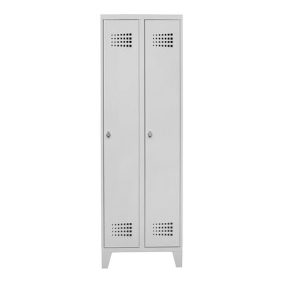 STIER Premium wardrobe locker with feet, 2 compartments, light grey