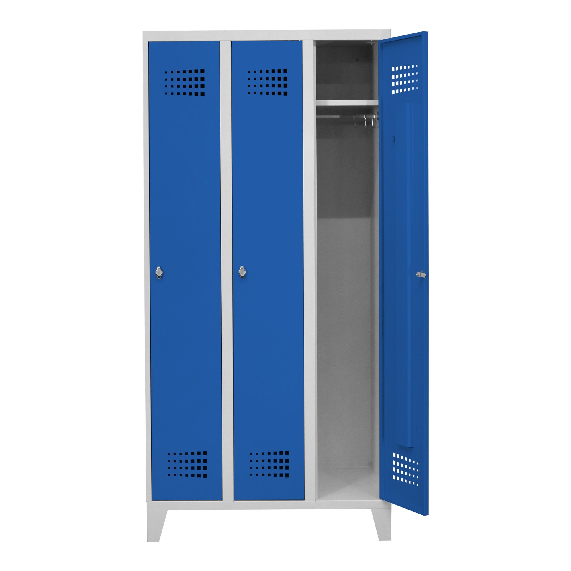 STIER Premium wardrobe locker with feet 3 compartments turn lock