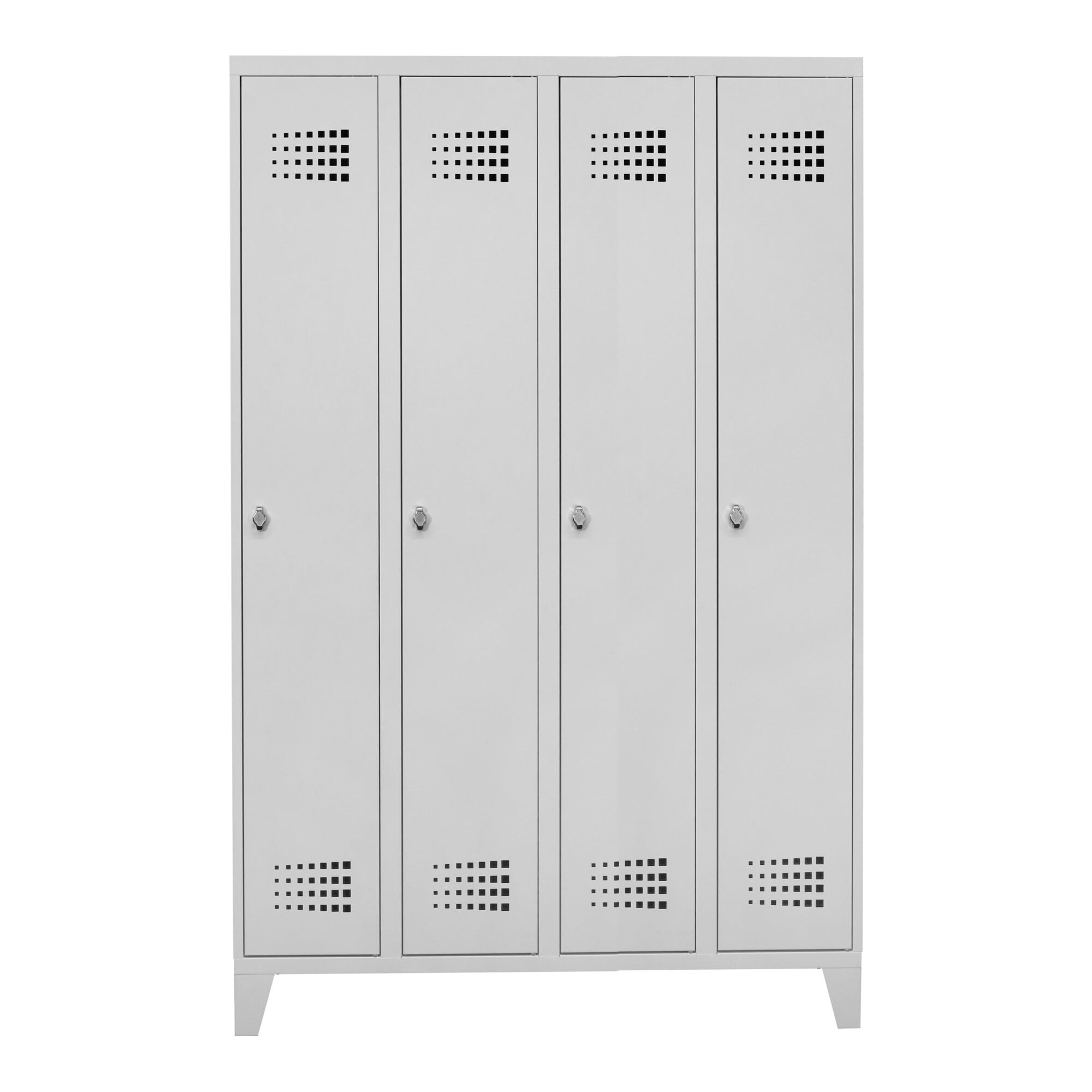STIER Premium wardrobe locker with feet, 4 compartments, light grey