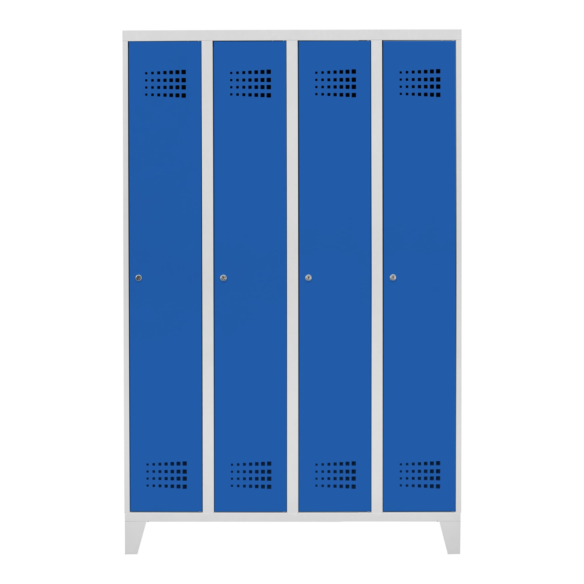 STIER Premium wardrobe locker with feet, 4 compartments, cylinder lock