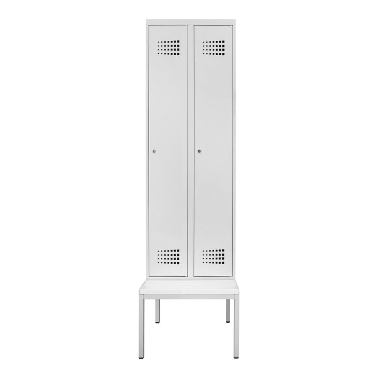 STIER Premium wardrobe locker with bench base 2 compartments cylinder lock