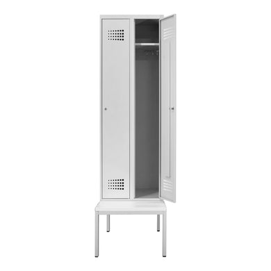 STIER Premium wardrobe locker with bench base 2 compartments cylinder lock