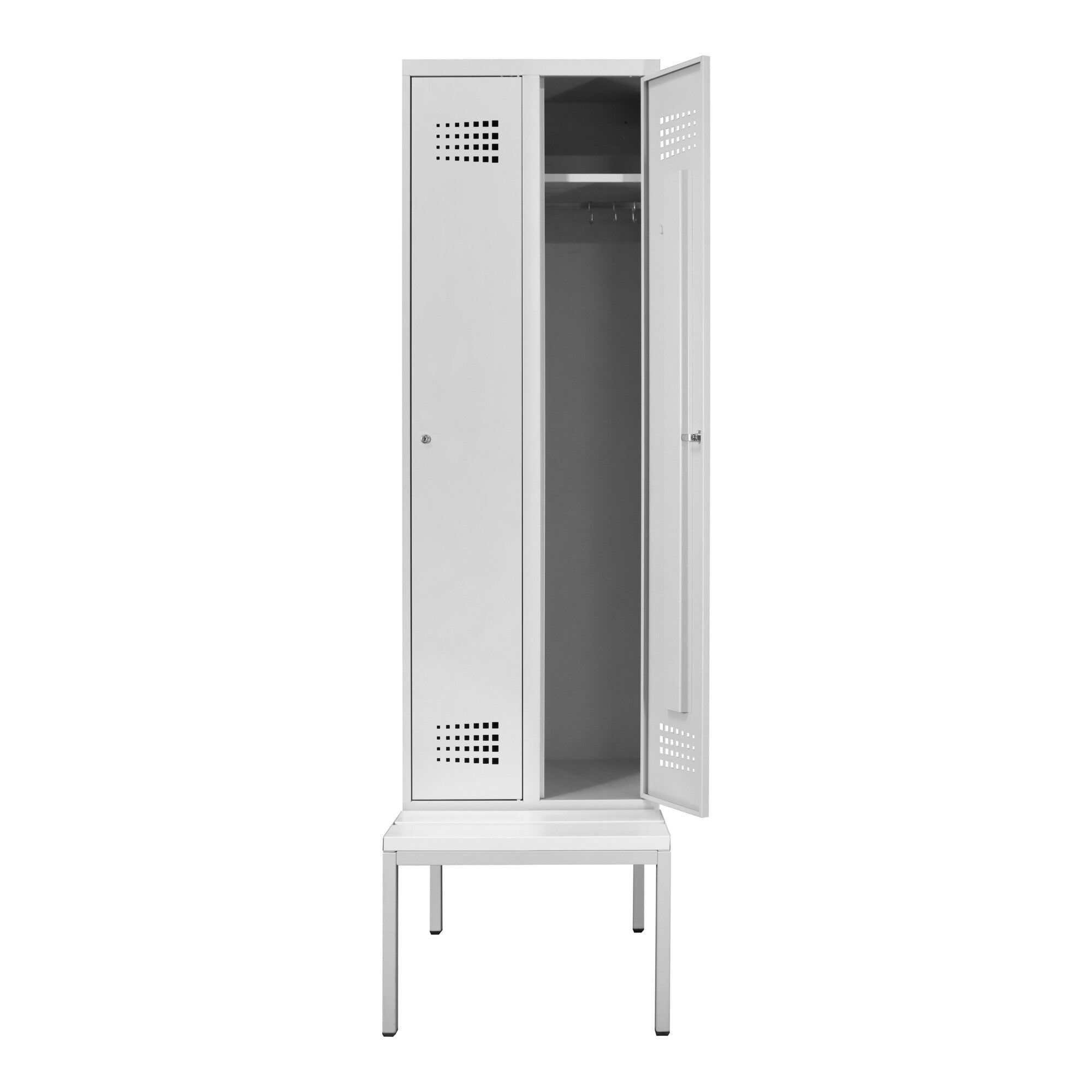 STIER Premium wardrobe locker with bench base 2 compartments cylinder lock