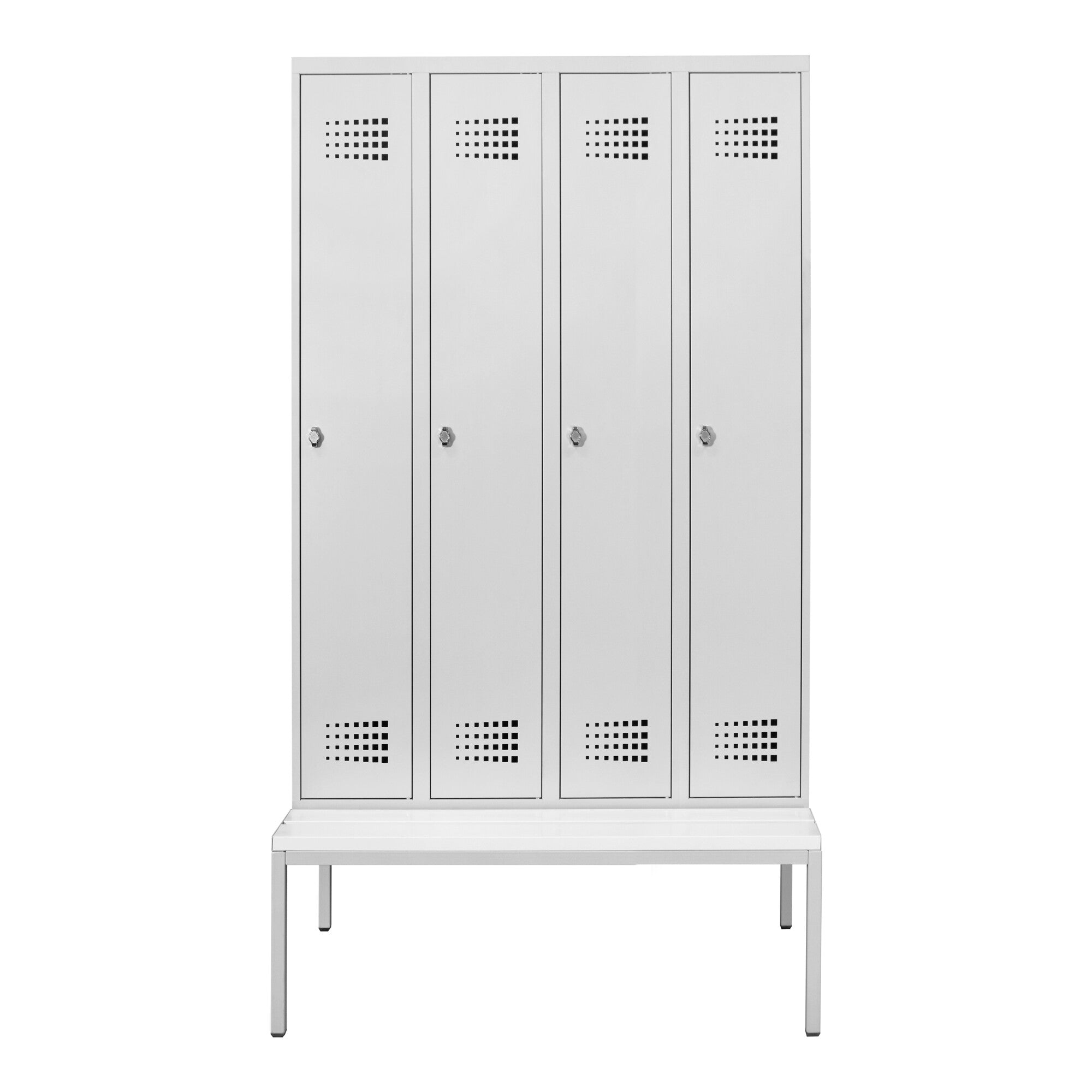 STIER Garderobenspind Premium mit Sitzbankuntergestell 4 Abteile Drehriegel