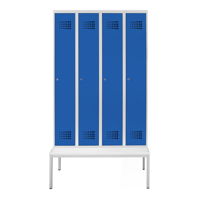 STIER Premium wardrobe locker with bench base 4 compartments cylinder lock