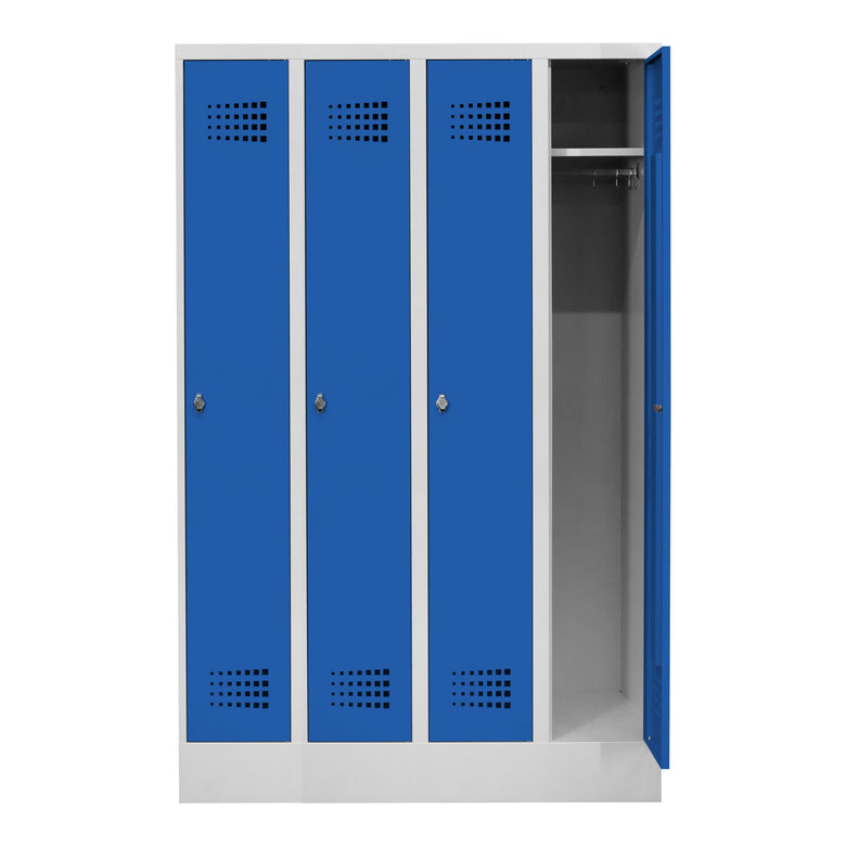 STIER Premium wardrobe locker with base 4 compartments turn lock
