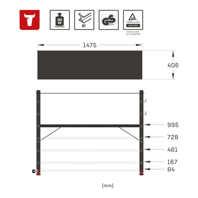 STIER scaffolding work platform 2x 6 up to 150 kg load capacity multi-purpose ladder work platform