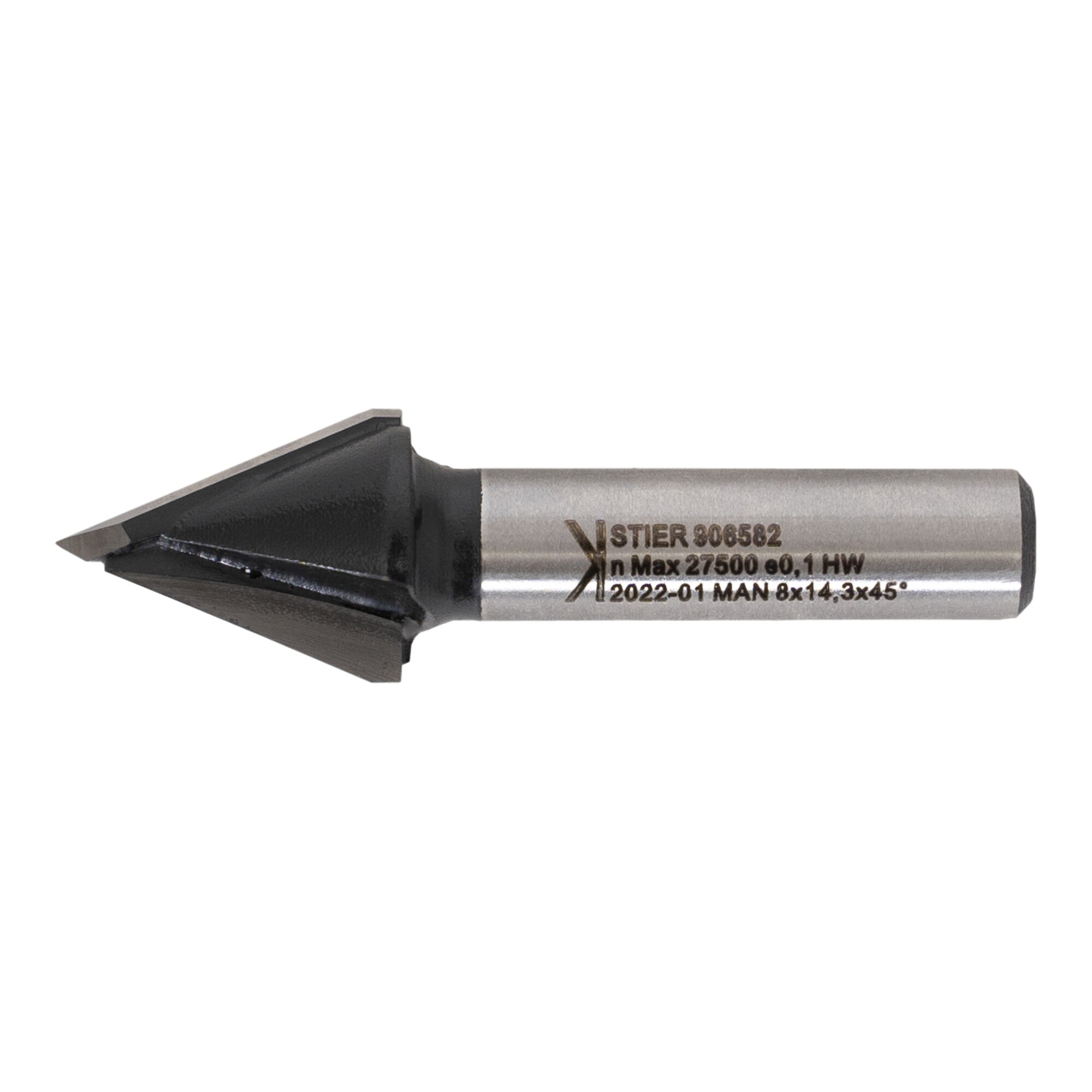 STIER Gipskartonfräser D12,5 mm 45 Grad S8 mm HW