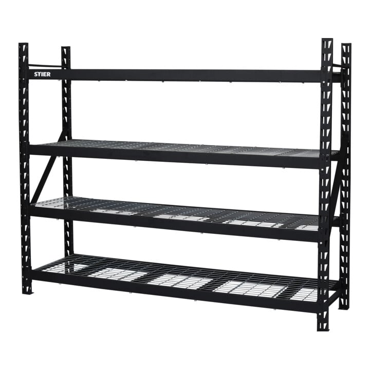 STIER Grid Shelving Unit | Shelf load 400 kg | HxWxD 1830x1950x610 mm | 4 shelves | Steel frame | Shelving system