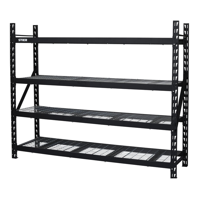 STIER Gitterrost-Fachbodenregal | Fachlast 400 kg | HxBxT 1830x1950x610mm | 4 Regalböden | Stahlgestell | Regalsystem