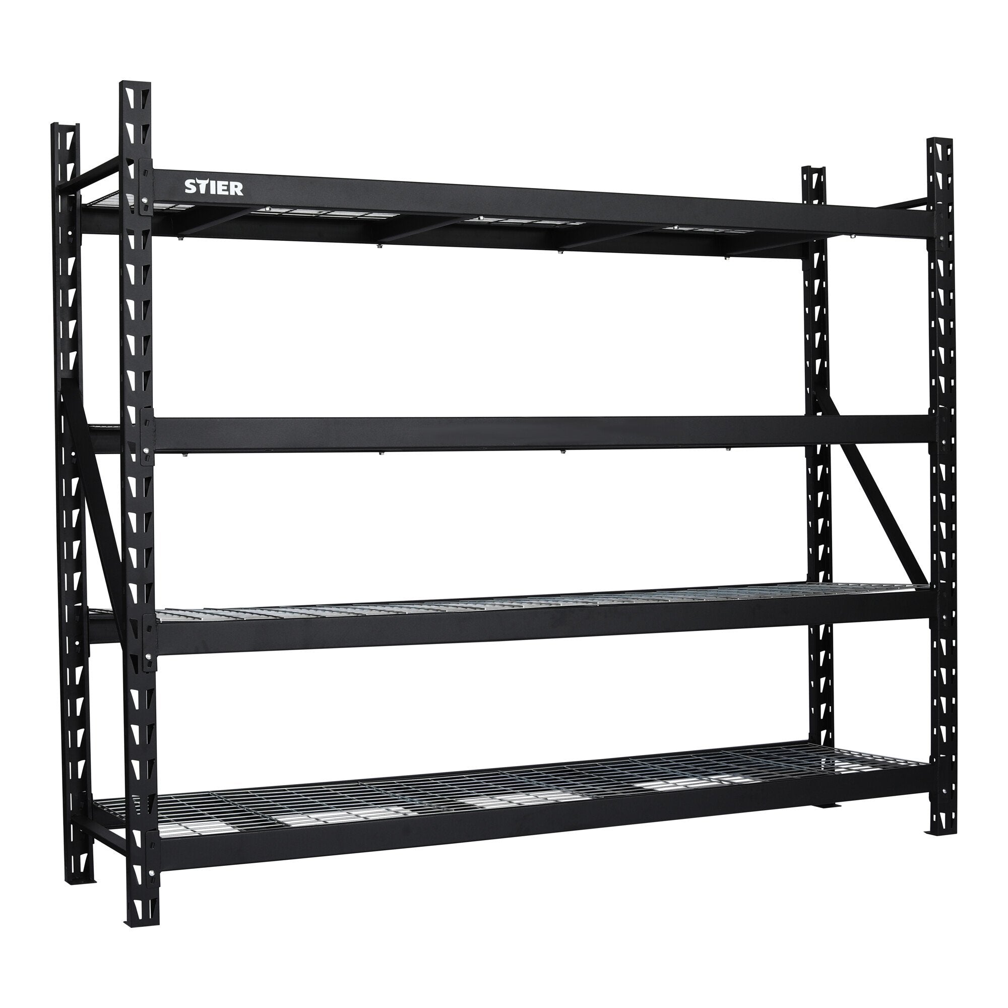 STIER Gitterrost-Fachbodenregal | Fachlast 400 kg | HxBxT 1830x1950x610mm | 4 Regalböden | Stahlgestell | Regalsystem