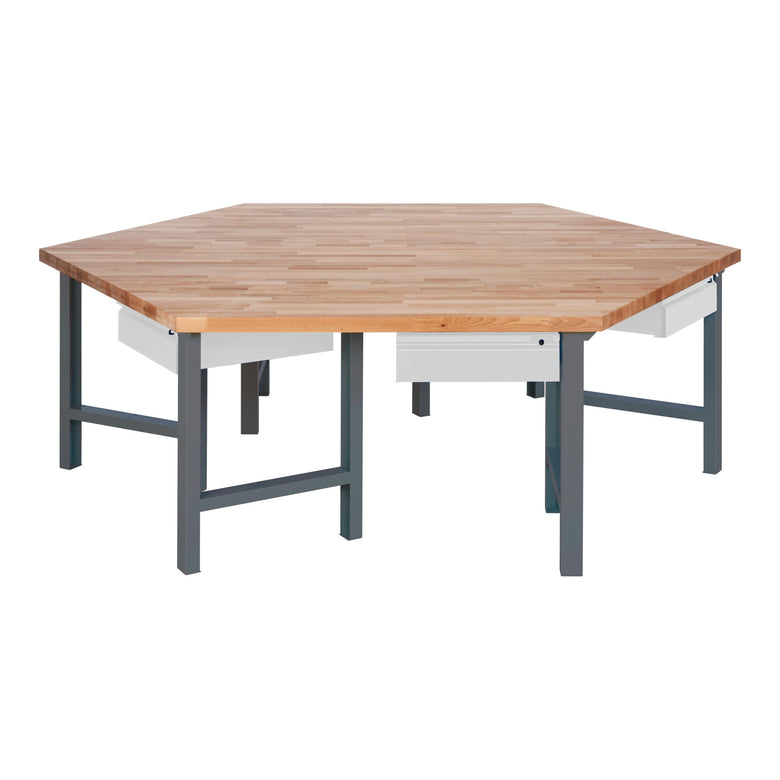 STIER group workbench with 6x1 drawer WxDxH 2700x2340x790-1140 mm