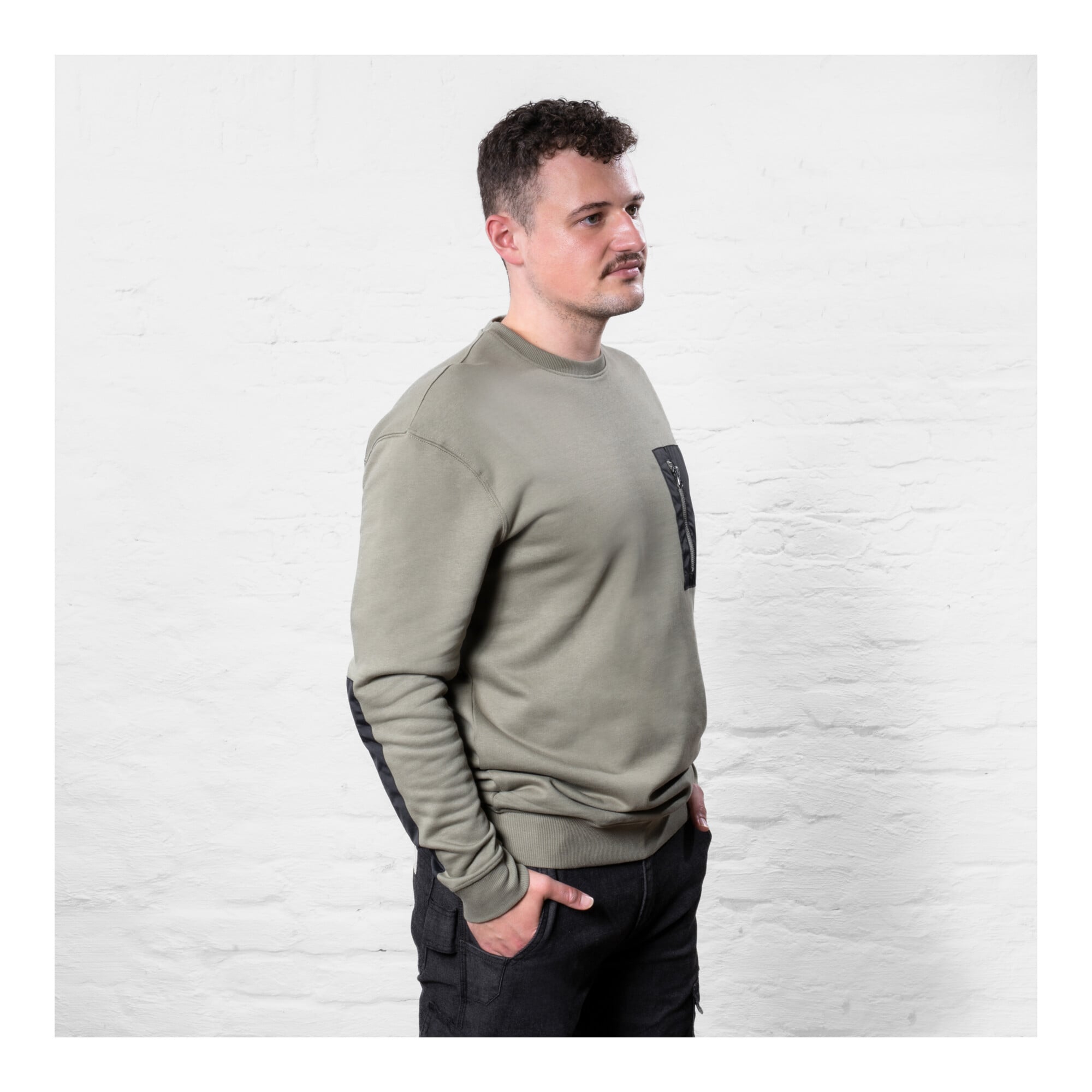 STIER Heavy Crew Sweater duty organic cotton L olive