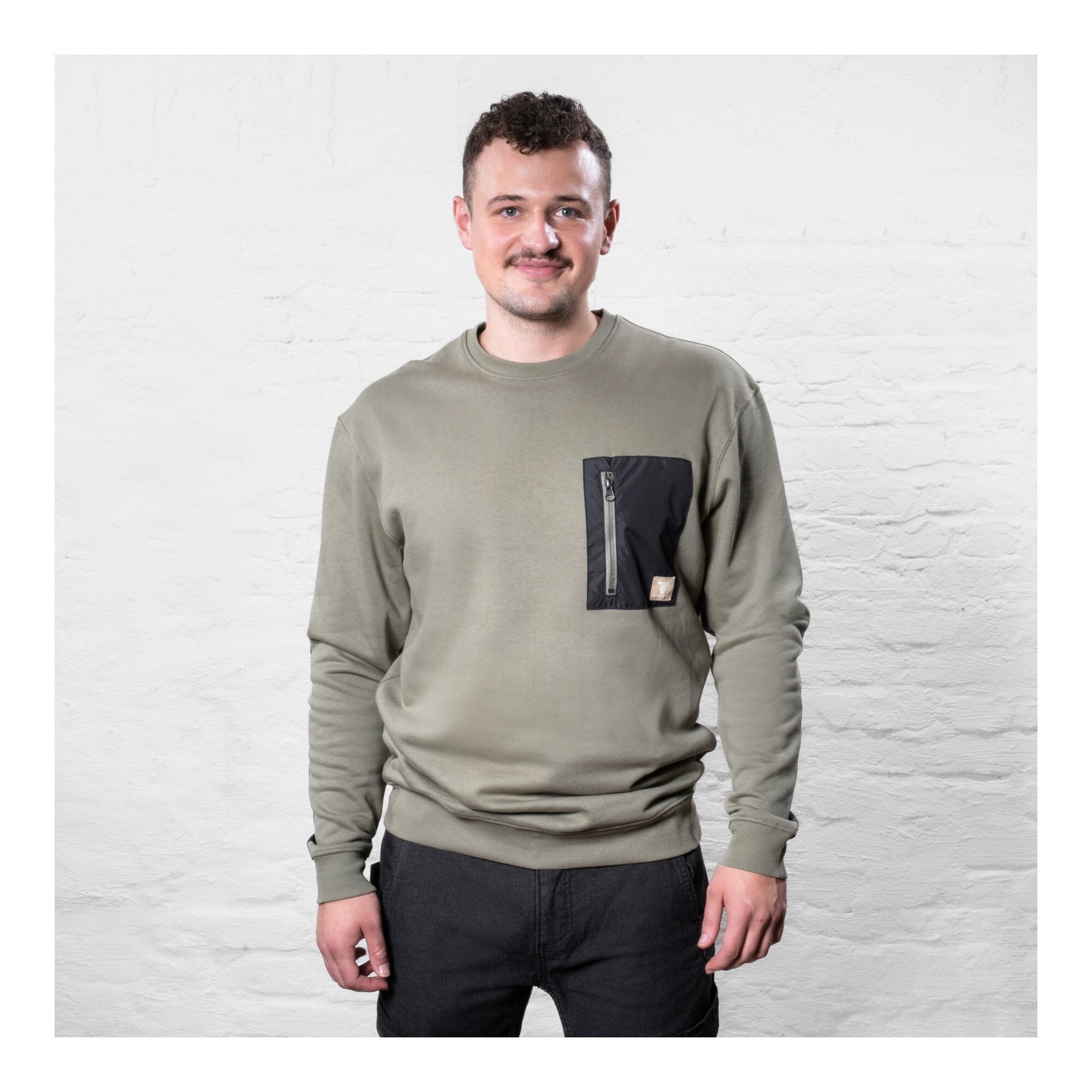 STIER Heavy Crew Sweater duty organic cotton S olive