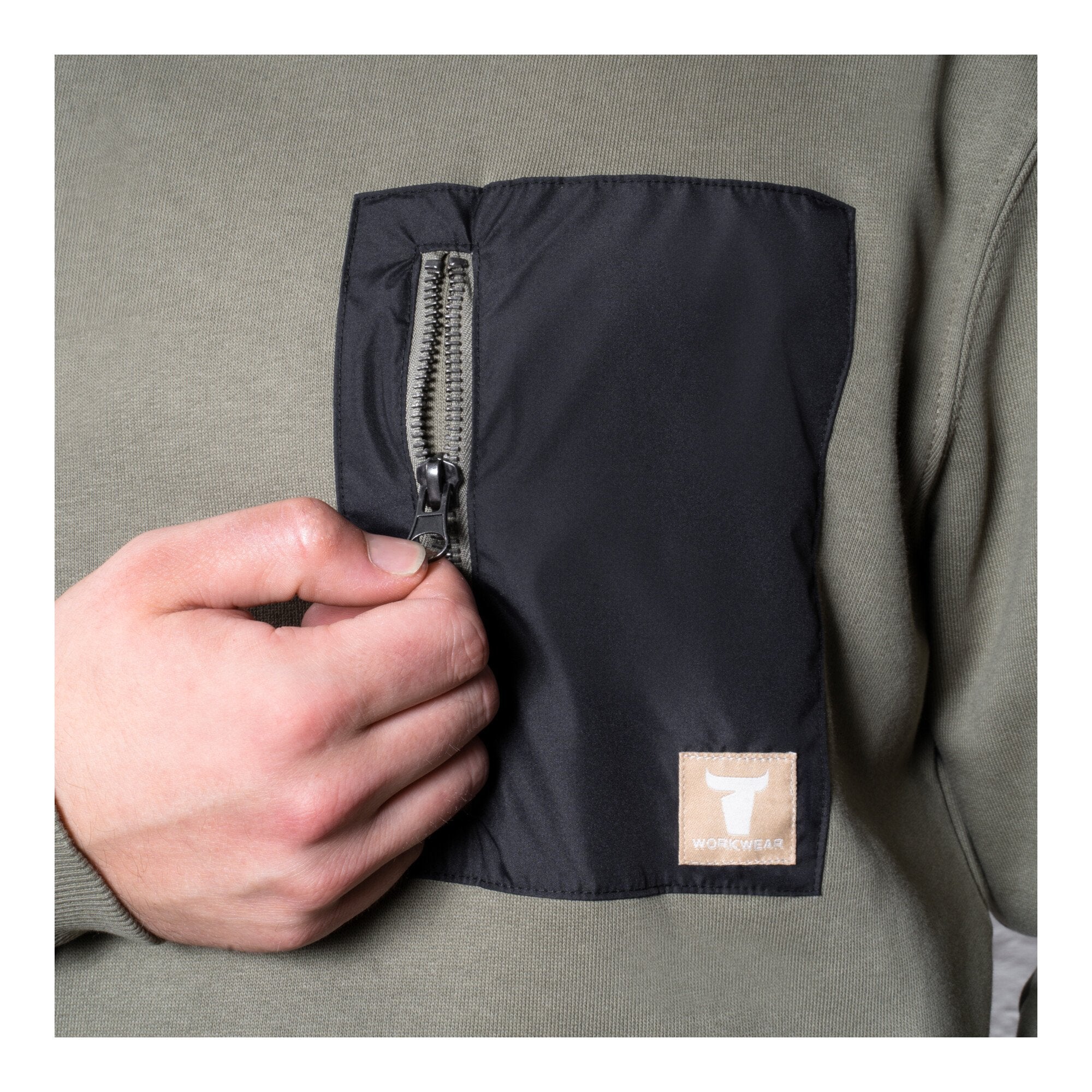 STIER Heavy Crew Sweater duty organic cotton S olive