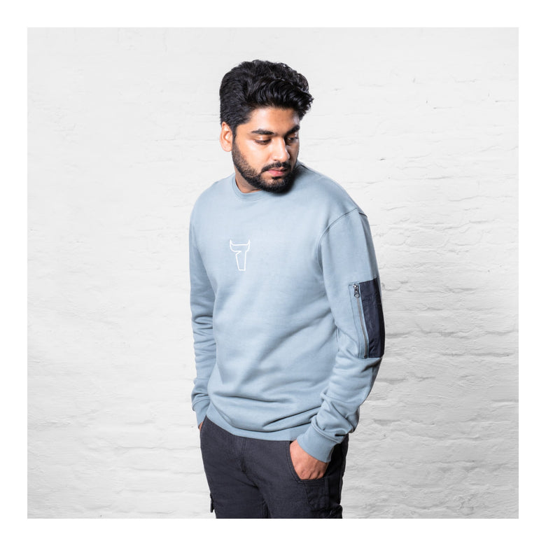 STIER Heavy Crew Sweater utility organic cotton M sedona sage