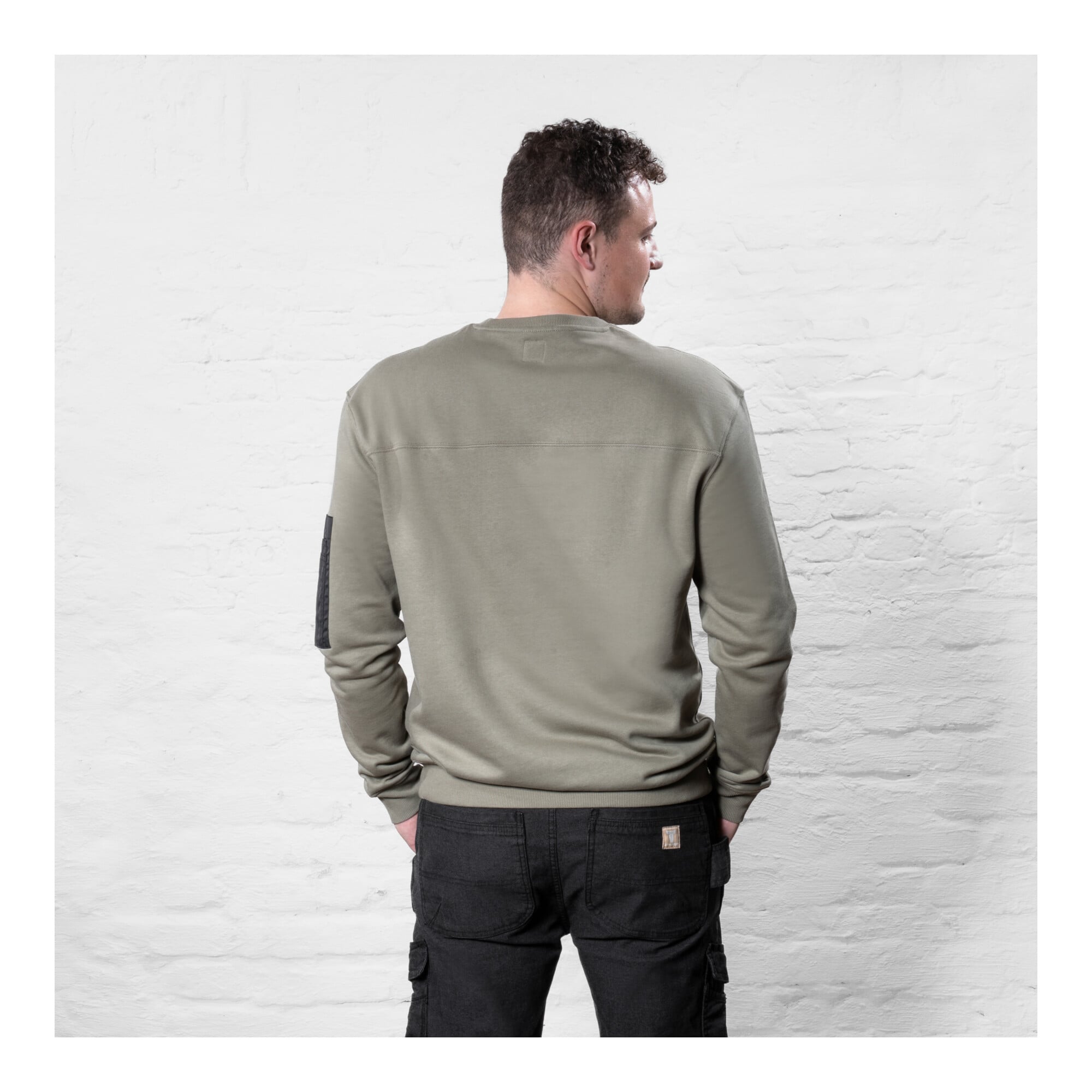 STIER Heavy Crew Sweater utility organic cotton S olive