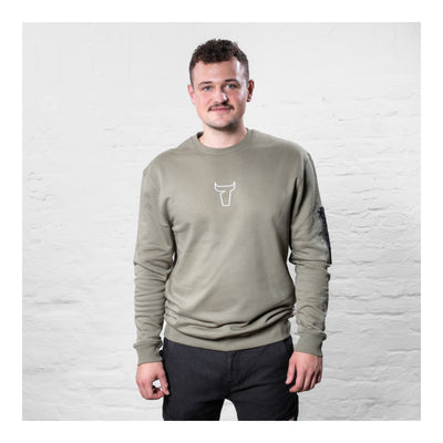 STIER Heavy Crew Sweater utility organic cotton XL olive