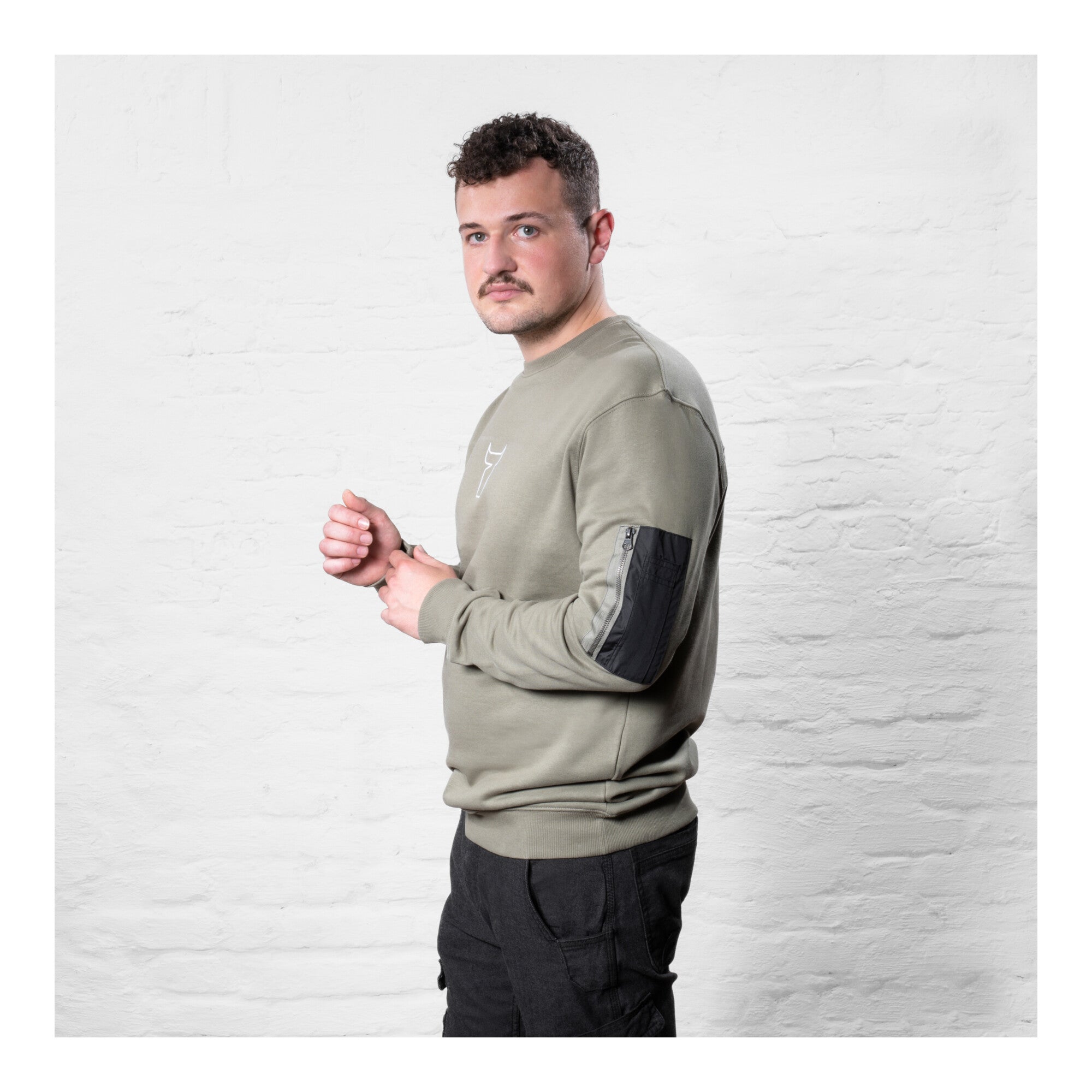 STIER Heavy Crew Sweater utility organic cotton XL olive