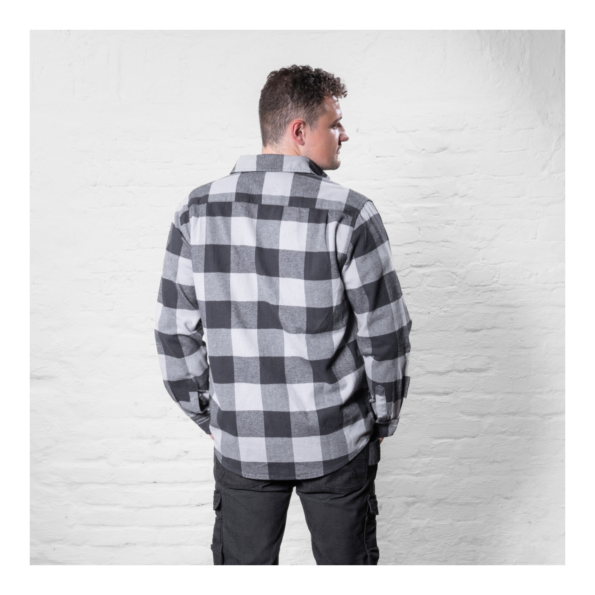 STIER Heavy Flannel Shirt bci cotton M buffalo plaid grey