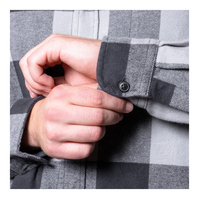 STIER Heavy Flannel Shirt bci cotton M buffalo plaid grey