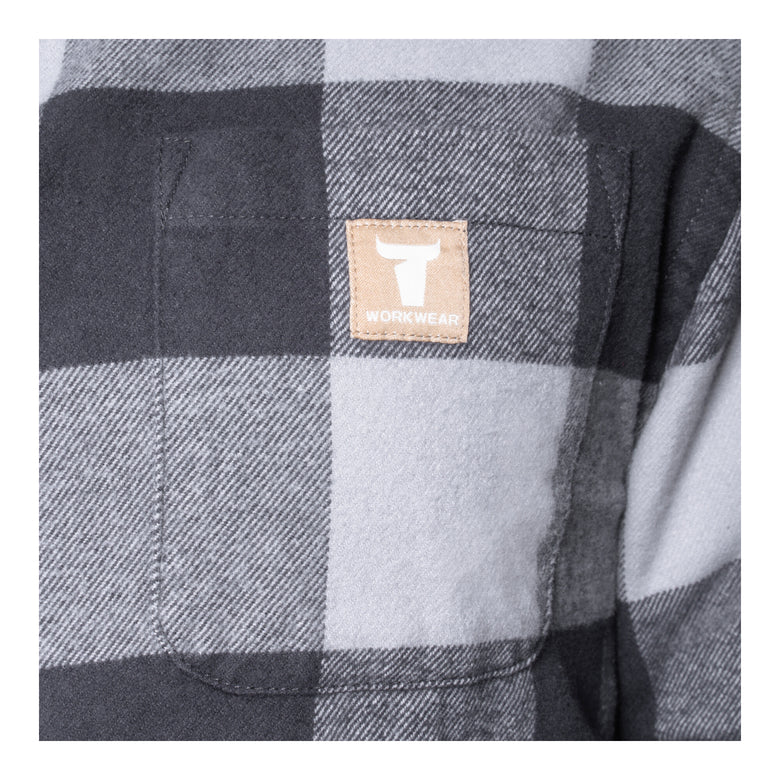 STIER Heavy Flannel Shirt bci cotton M buffalo plaid grey