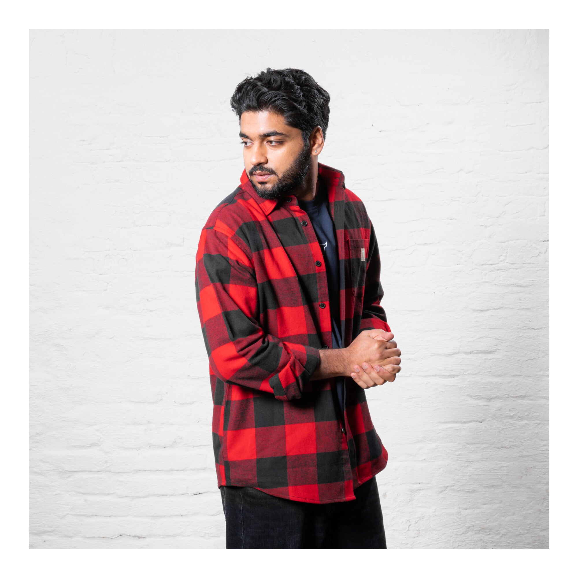 STIER Heavy Flannel Shirt bci cotton M buffalo plaid red