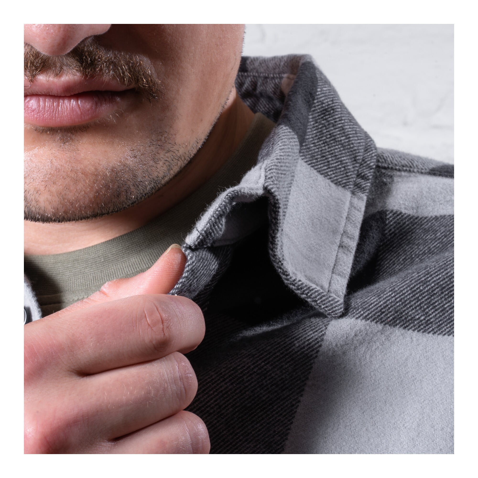 STIER Heavy Flannel Shirt bci cotton S buffalo plaid grey