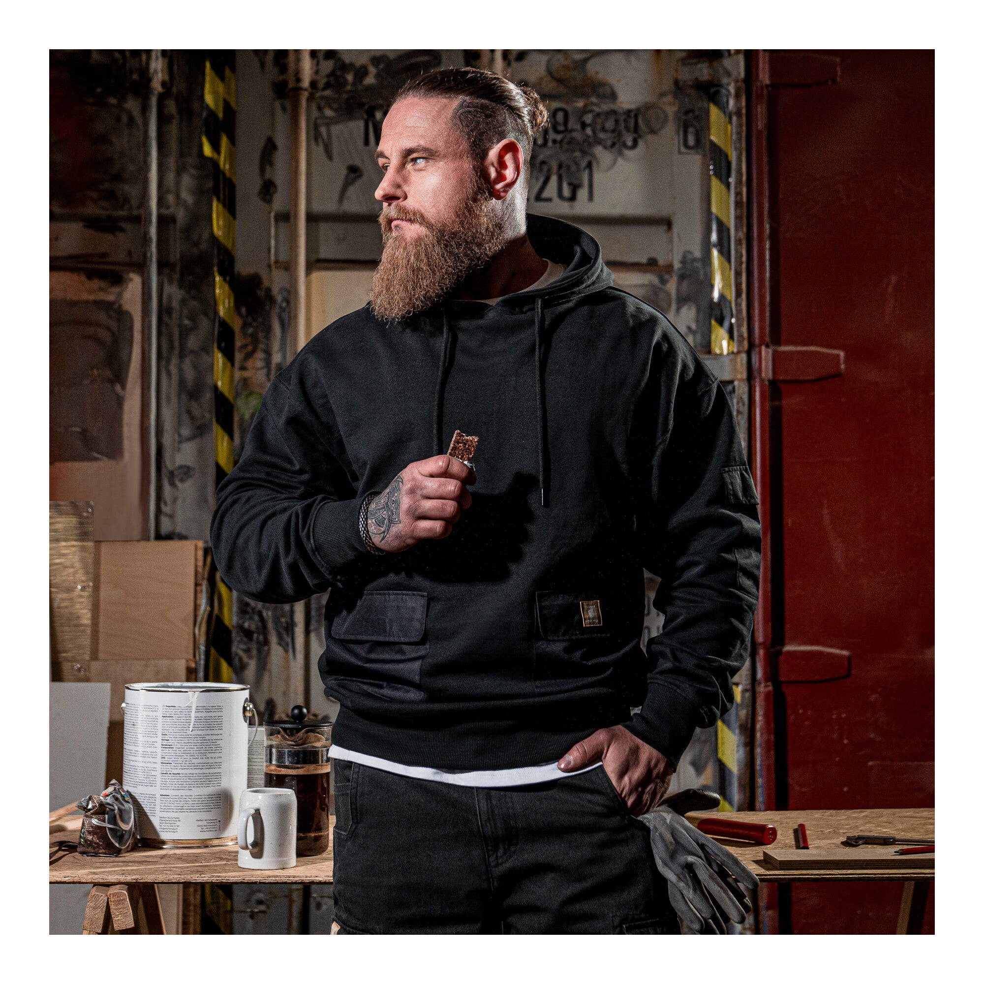 STIER Heavy Hoodie Functional Pocket organic cotton M Black