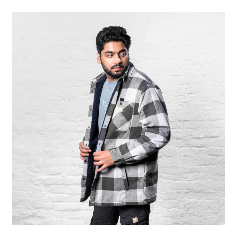 STIER Heavy Lumber Jacket bci cotton M buffalo plaid grey