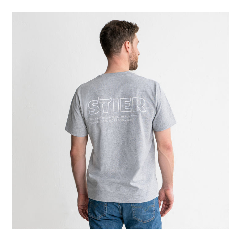 STIER Heavy Tee Logo Capsule organic cotton XXL Grey Melange