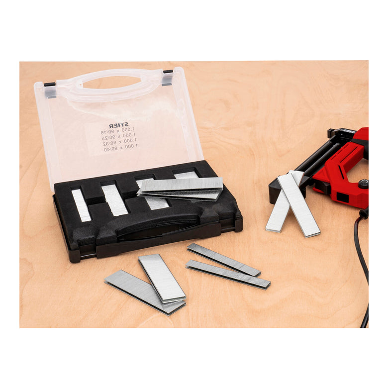 STIER staples type 90 in a practical tool case 16 25 32 40 mm 4 x