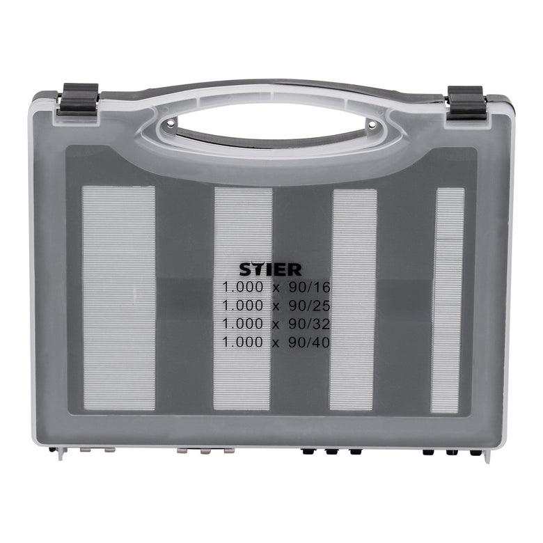 STIER staples type 90 in a practical tool case 16 25 32 40 mm 4 x