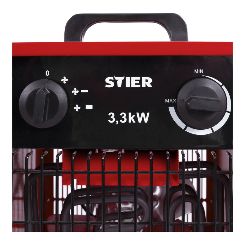 STIER electric fan heater overload protection heating output of 3300 W construction heater with