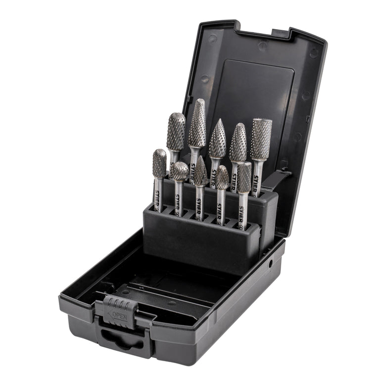 STIER Frässtifte-Set 5-tlg | 10-tlg Schaftfräser Hartmetall Stiftfräser
