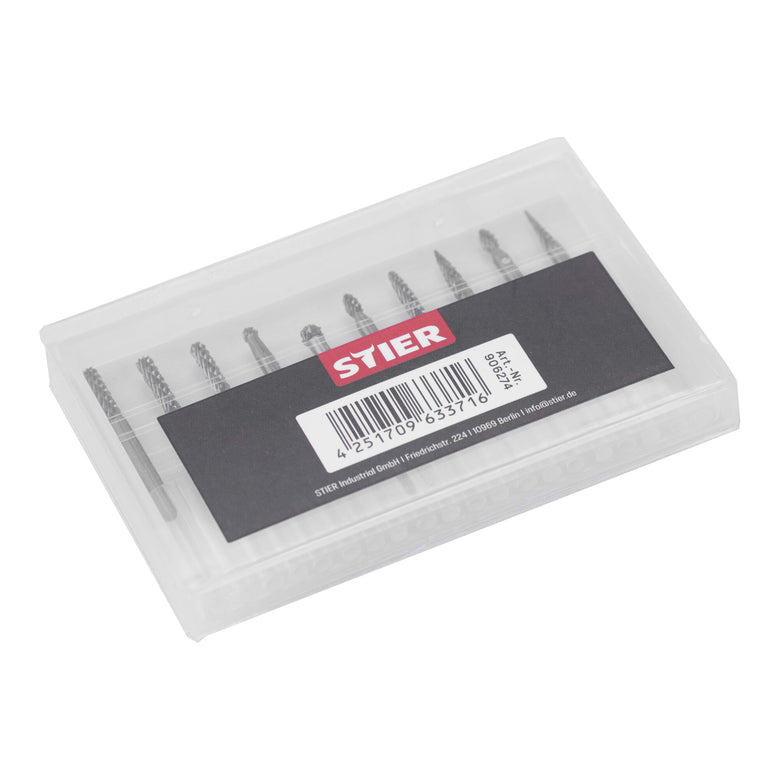 STIER HM burr set 10-piece 3 mm shank