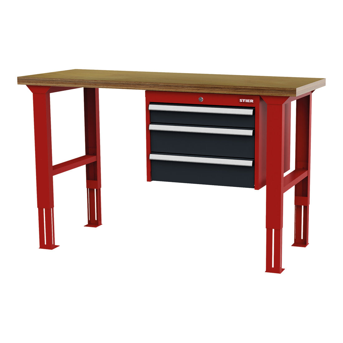 STIER Höhenverstellbare Werkbank mit 1x100 2x150 mm Schubladen BxTxH