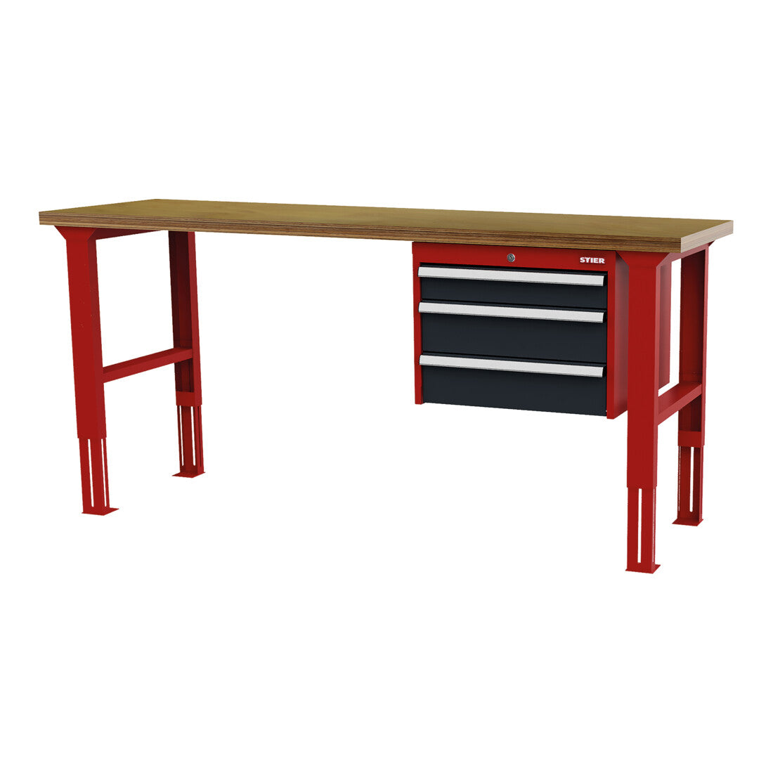 STIER Höhenverstellbare Werkbank mit 1x100 2x150 mm Schubladen BxTxH