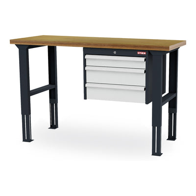 STIER height-adjustable workbench with 1x100 2x150 mm drawers WxDxH