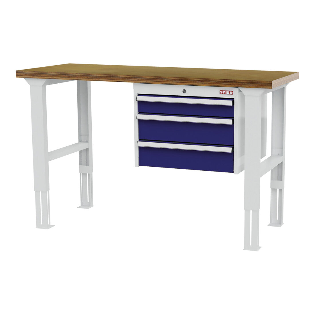 STIER height-adjustable workbench with 1x100 2x150 mm drawers WxDxH