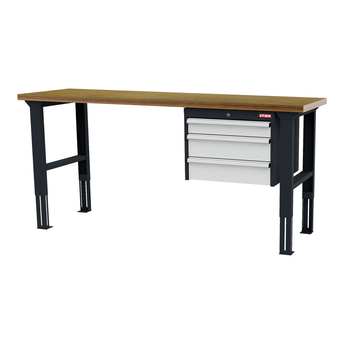 STIER Höhenverstellbare Werkbank mit 1x100 2x150 mm Schubladen BxTxH