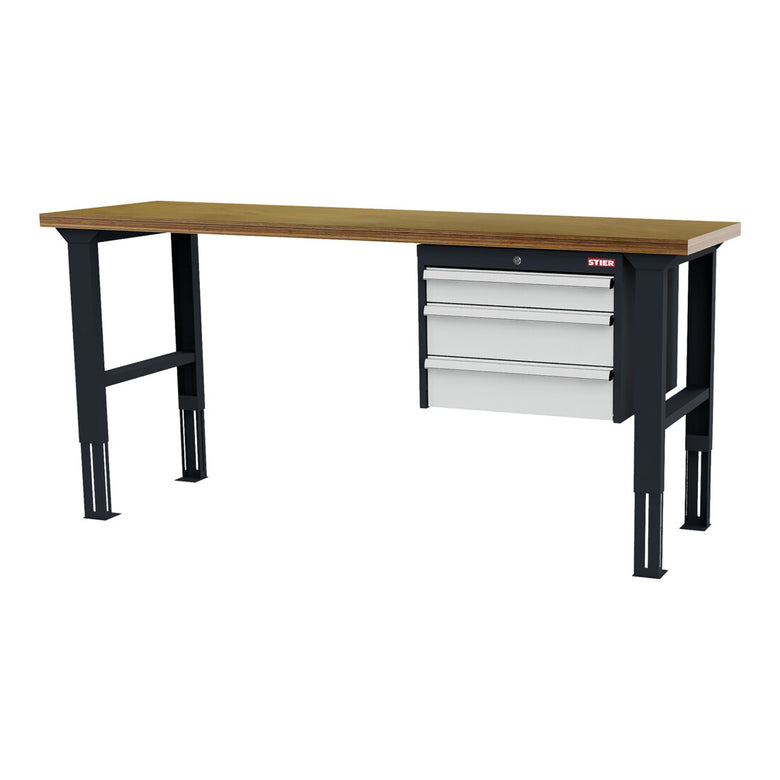 STIER Höhenverstellbare Werkbank mit 1x100 2x150 mm Schubladen BxTxH