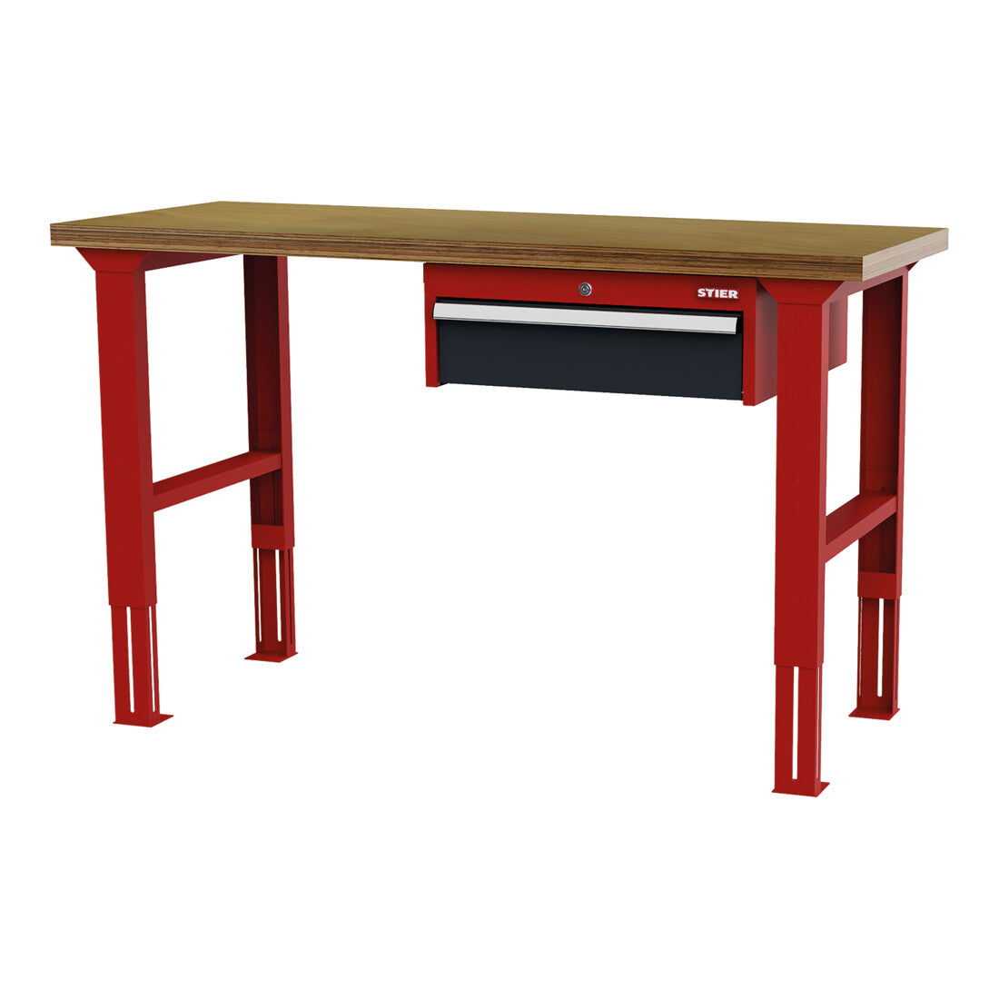 STIER Höhenverstellbare Werkbank mit 1x150 mm Schublade BxTxH 1500x600x760-1060