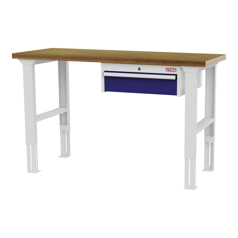 STIER Höhenverstellbare Werkbank mit 1x150 mm Schublade BxTxH 1500x600x760-1060